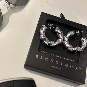 Trendy Sterling silver plated dipped small hoop earrings